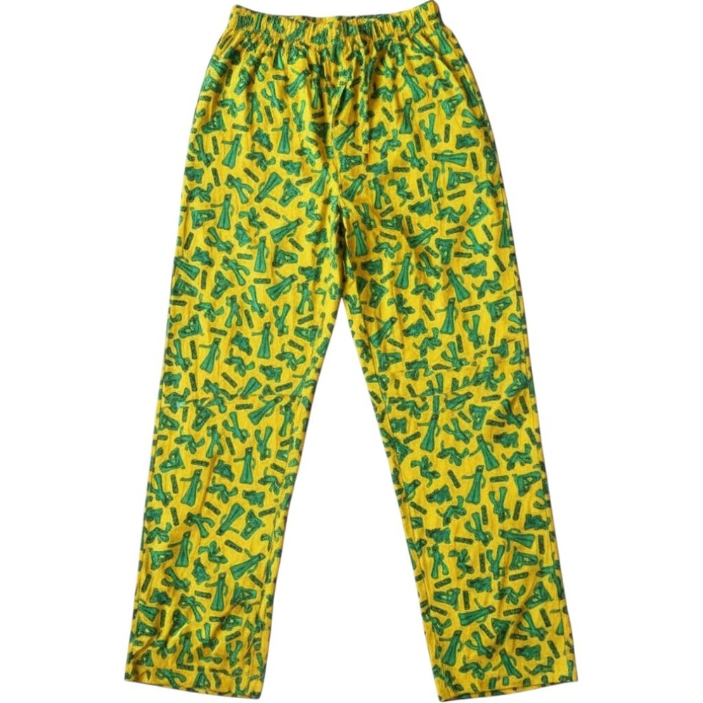 Vintage Gumby All Over Print Pants Y2K 100% Cotton Yellow Green Size S